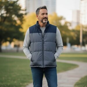 Weatherproof Vintage Puffer Vest Men’s Large Blue Full Zip Quilted Winter Vest